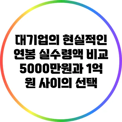 대기업의 현실적인 연봉 실수령액 비교: 5000만원과 1억 원 사이의 선택
