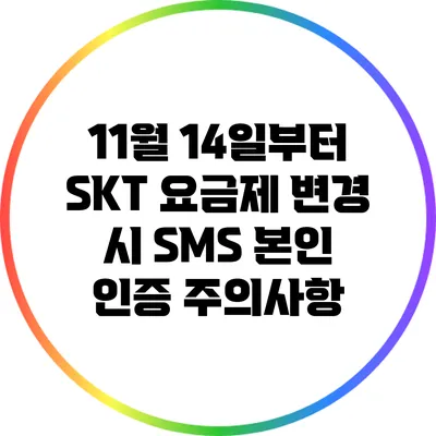 11월 14일부터 SKT 요금제 변경 시 SMS 본인 인증 주의사항