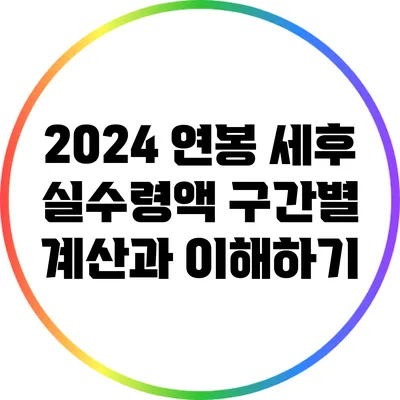 2024 연봉 세후 실수령액 구간별 계산과 이해하기