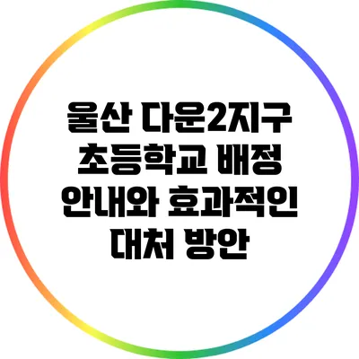 울산 다운2지구 초등학교 배정 안내와 효과적인 대처 방안