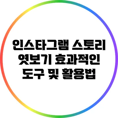 인스타그램 스토리 엿보기: 효과적인 도구 및 활용법
