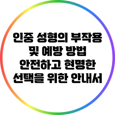 인중 성형의 부작용 및 예방 방법: 안전하고 현명한 선택을 위한 안내서