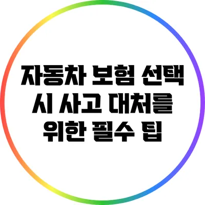 자동차 보험 선택 시 사고 대처를 위한 필수 팁