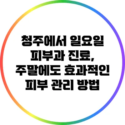 청주에서 일요일 피부과 진료, 주말에도 효과적인 피부 관리 방법