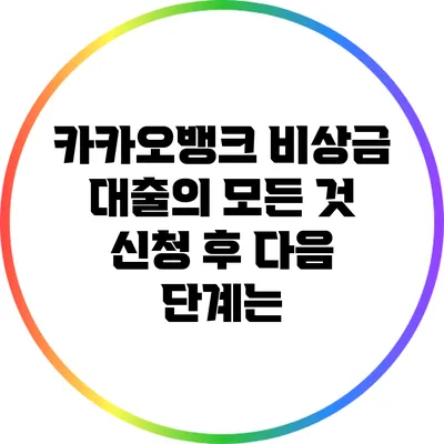 카카오뱅크 비상금 대출의 모든 것: 신청 후 다음 단계는?