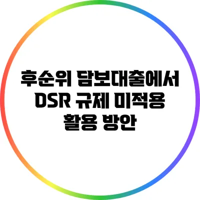 후순위 담보대출에서 DSR 규제 미적용 활용 방안