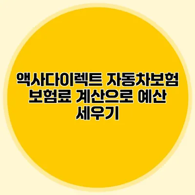 액사다이렉트 자동차보험 보험료 계산으로 예산 세우기