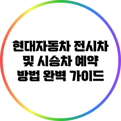 현대자동차 전시차 및 시승차 예약 방법 완벽 가이드
