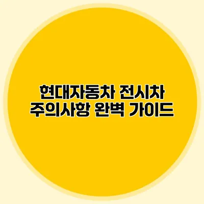 현대자동차 전시차 주의사항 완벽 가이드