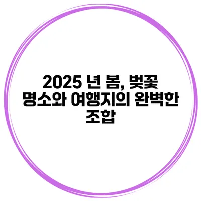 2025 년 봄, 벚꽃 명소와 여행지의 완벽한 조합