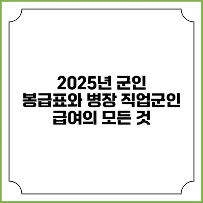 2025년 군인 봉급표와 병장 직업군인 급여의 모든 것