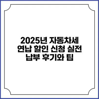 2025년 자동차세 연납 할인 신청 실전 납부 후기와 팁