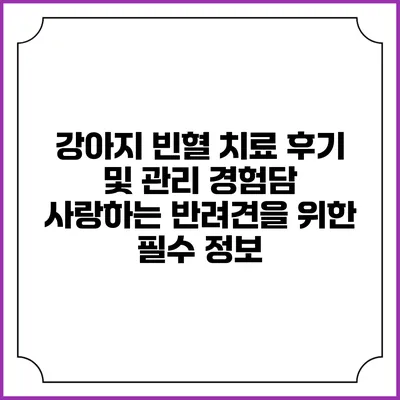강아지 빈혈 치료 후기 및 관리 경험담: 사랑하는 반려견을 위한 필수 정보