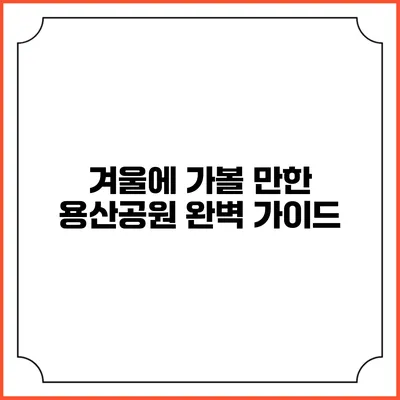 겨울에 가볼 만한 용산공원 완벽 가이드