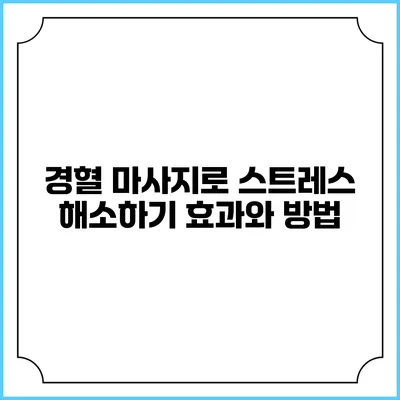 경혈 마사지로 스트레스 해소하기: 효과와 방법
