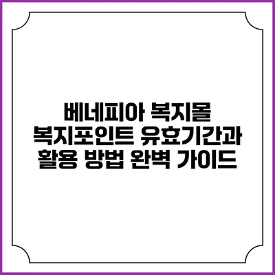 베네피아 복지몰: 복지포인트 유효기간과 활용 방법 완벽 가이드