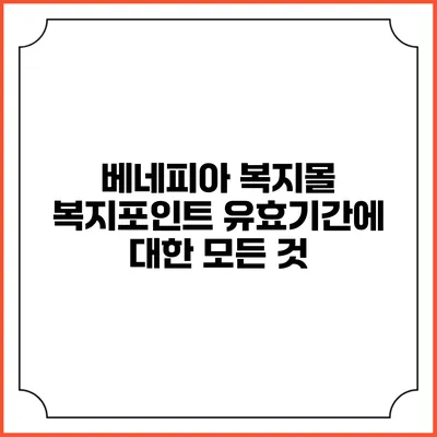 베네피아 복지몰 복지포인트 유효기간에 대한 모든 것