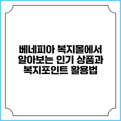 베네피아 복지몰에서 알아보는 인기 상품과 복지포인트 활용법