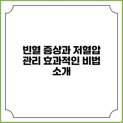 빈혈 증상과 저혈압 관리: 효과적인 비법 소개