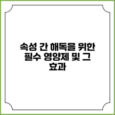 속성 간 해독을 위한 필수 영양제 및 그 효과