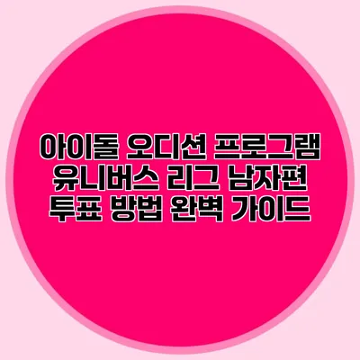 아이돌 오디션 프로그램 유니버스 리그 남자편 투표 방법 완벽 가이드