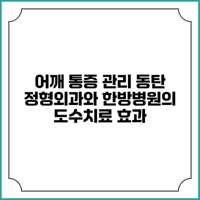 어깨 통증 관리: 동탄 정형외과와 한방병원의 도수치료 효과