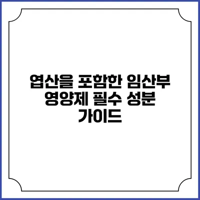 엽산을 포함한 임산부 영양제 필수 성분 가이드