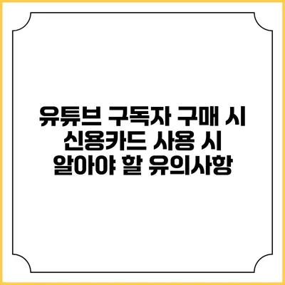 유튜브 구독자 구매 시 신용카드 사용 시 알아야 할 유의사항