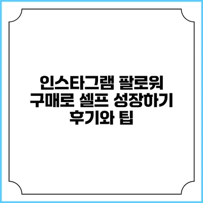 인스타그램 팔로워 구매로 셀프 성장하기: 후기와 팁