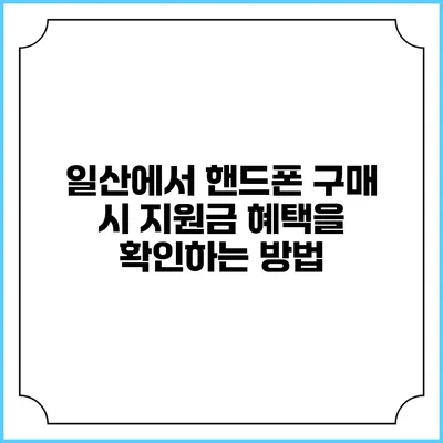 일산에서 핸드폰 구매 시 지원금 혜택을 확인하는 방법