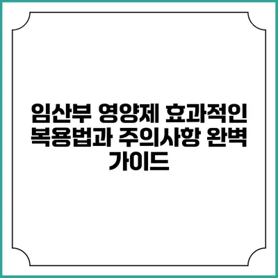 임산부 영양제 효과적인 복용법과 주의사항 완벽 가이드