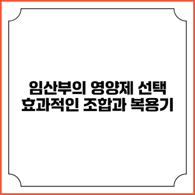 임산부의 영양제 선택: 효과적인 조합과 복용기