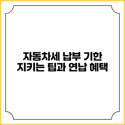 자동차세 납부 기한 지키는 팁과 연납 혜택