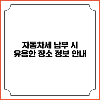 자동차세 납부 시 유용한 장소 정보 안내