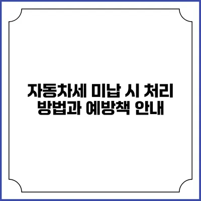 자동차세 미납 시 처리 방법과 예방책 안내
