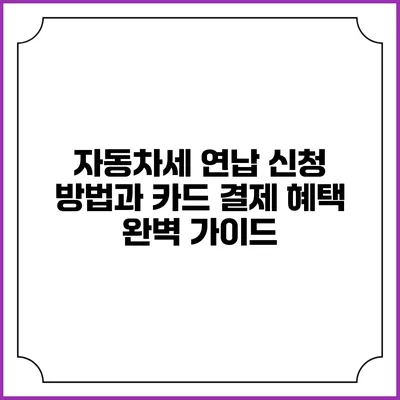 자동차세 연납 신청 방법과 카드 결제 혜택 완벽 가이드