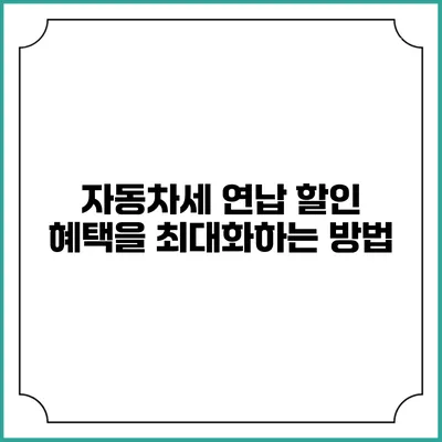 자동차세 연납 할인 혜택을 최대화하는 방법