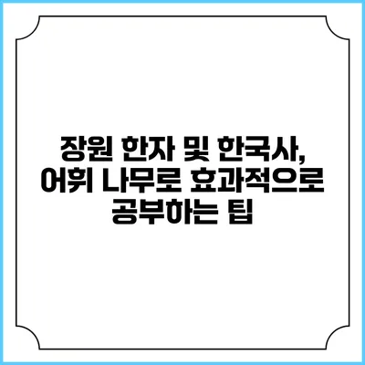 장원 한자 및 한국사, 어휘 나무로 효과적으로 공부하는 팁