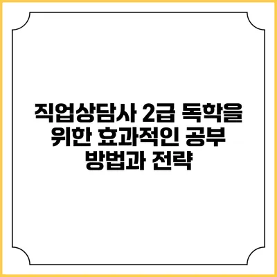 직업상담사 2급 독학을 위한 효과적인 공부 방법과 전략