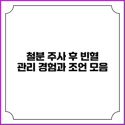 철분 주사 후 빈혈 관리: 경험과 조언 모음