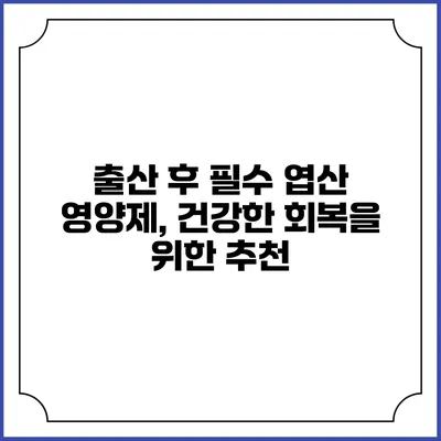 출산 후 필수 엽산 영양제, 건강한 회복을 위한 추천