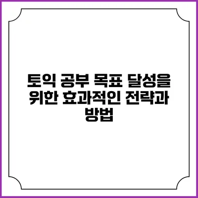 토익 공부 목표 달성을 위한 효과적인 전략과 방법