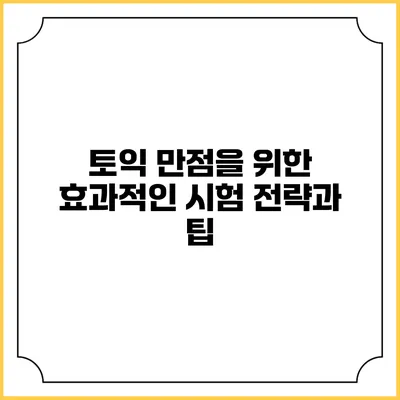 토익 만점을 위한 효과적인 시험 전략과 팁
