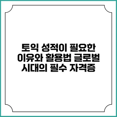 토익 성적이 필요한 이유와 활용법: 글로벌 시대의 필수 자격증