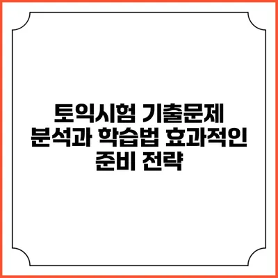 토익시험 기출문제 분석과 학습법: 효과적인 준비 전략