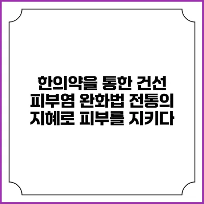 한의약을 통한 건선 피부염 완화법: 전통의 지혜로 피부를 지키다