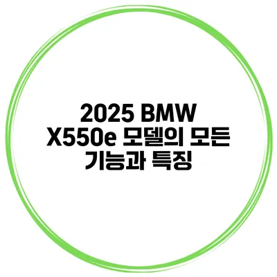 2025 BMW X550e 모델의 모든 기능과 특징