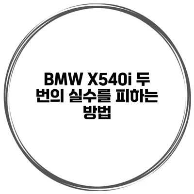 BMW X540i 두 번의 실수를 피하는 방법