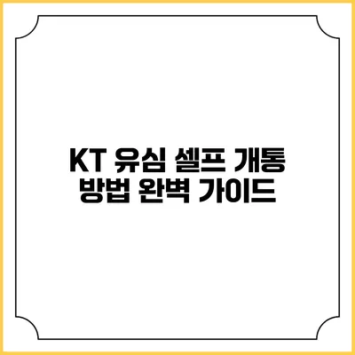 KT 유심 셀프 개통 방법 완벽 가이드