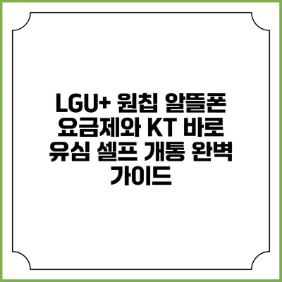 LGU+ 원칩 알뜰폰 요금제와 KT 바로 유심 셀프 개통 완벽 가이드